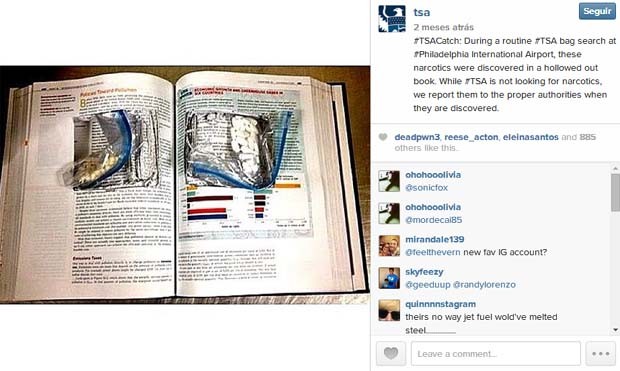 Narcóticos são encontrados dentro de livro  (Foto: Instagram TSA)