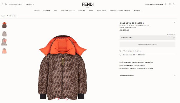 Jaqueta Fendi: € 2,2 mil, o equivalente a R$ 9,4 mil na cotação atual (Foto: Reprodução / Site Oficial Fendi)