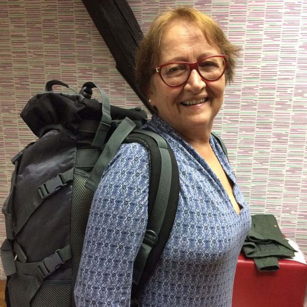 Vera Lúcia realizou primeiro mochilão aos 69 anos e sonha com novas viagens (Foto: Arquivo pessoal)
