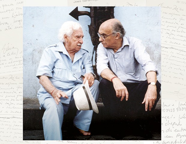Jorge Amado e Saramago em Salvador em 1995 (Foto: Reprodução)