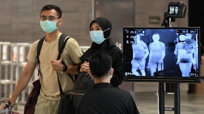 BBC - Os controles para a detecção da covid-19 em Cingapura começaram no aeroporto (Foto: Getty Images via BBC)