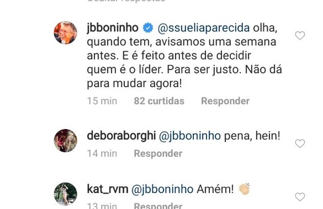 Boninho responde internauta no Instagram (Foto: Reprodução)