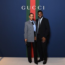 Taís Araújo e Lázaro Ramos com alfaiataria em jantar da Gucci — Foto: Luciana Prezia