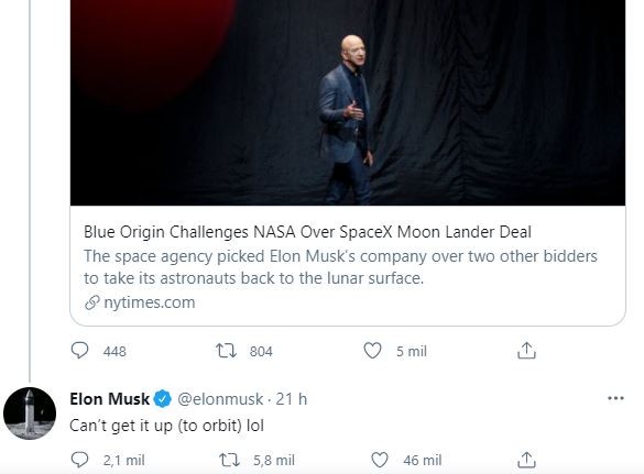Jeff Bezso vs. Elon Musk (Foto: Reprodução / Twitter)