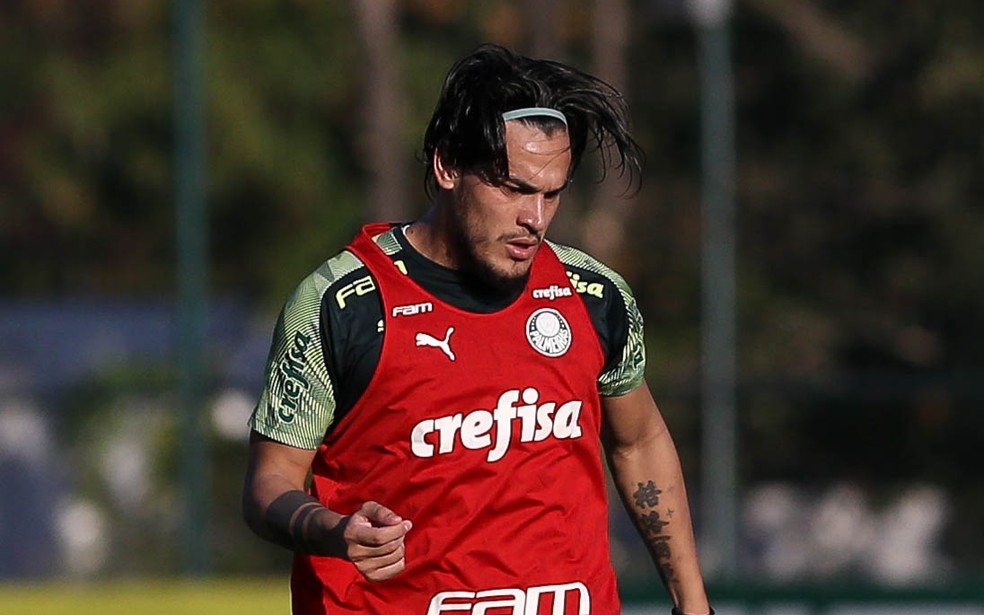 Gustavo Gómez, durante treino na Academia de Futebol do Palmeiras — Foto: Cesar Greco/Ag. Palmeiras