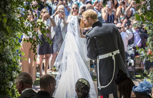 Meghan Markle e Harry brilham em casamento real  (Foto: Getty)