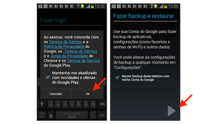 Confirmando os termos para usar o Gmail no Android (Foto: Reprodução/Marvin Costa)