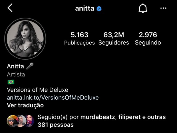 Murda Beatz mantém follow em Anitta (Foto: Reprodução/Instagram)