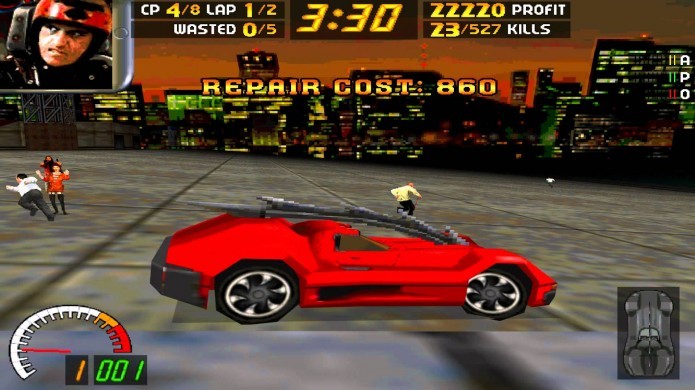 Carmageddon: título pontuava jogador por atropelar pessoas e destruir o carro adversário (Foto: Reprodução/Youtube)