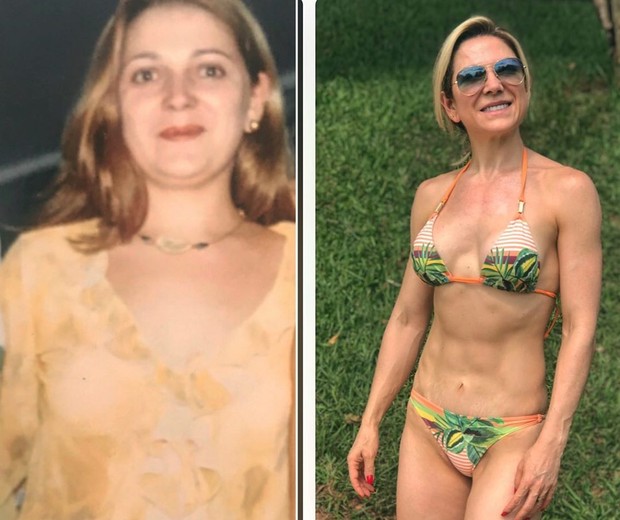 Karina Lucco antes e depois de ficar sarada (Foto: Reprodução/Instagram)