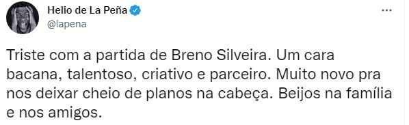 Hélio de la Peña lamentou a morte de Breno Silveira (Foto: Reprodução / Twitter)
