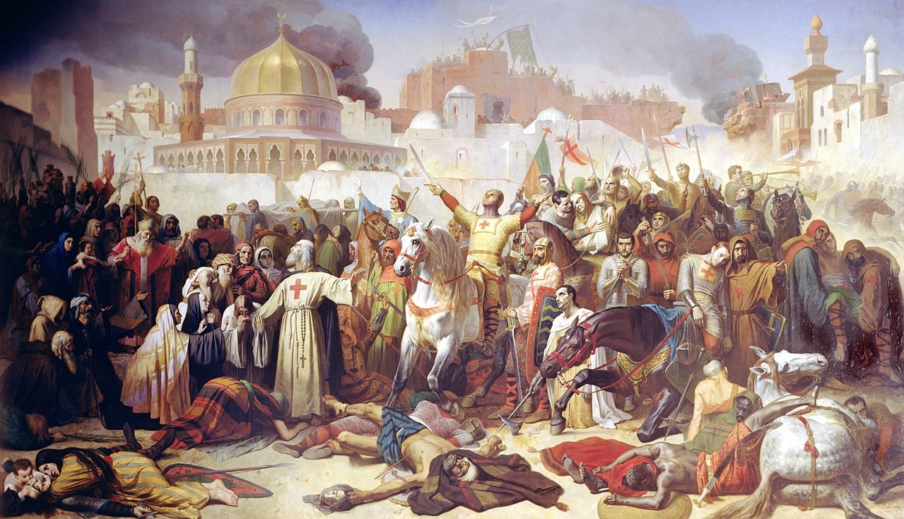 Pintura retrata a conquista de Jerusalém pelos cavaleiros cruzados (Foto: Reprodução)