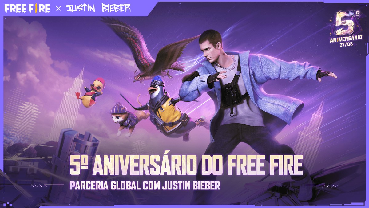 Free Fire: Justin Bieber compartilha imagens do seu personagem em ação