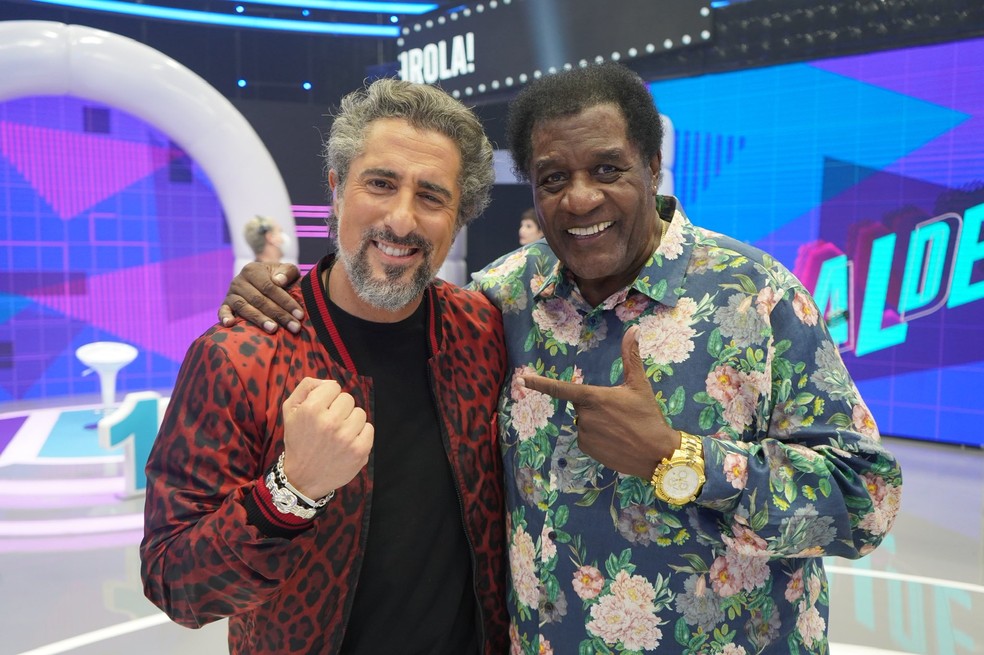 Marcos Mion se emociona com Tony Tornado — Foto: Globo