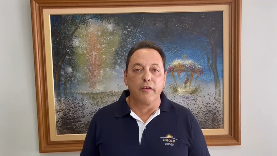 O empresário Dirceu Santos Frederico Sobrinho em vídeo no qual declara ser o dono dos 77 quilos de ouro apreendidos pela Polícia Federal em São Paulo