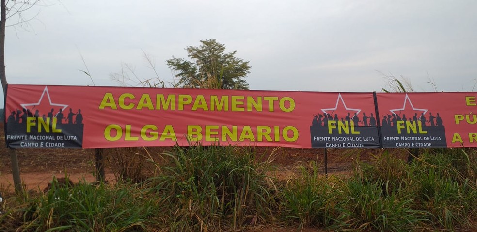 Movimento social ocupou fazenda em Presidente Bernardes (SP) neste sábado (28) — Foto: FNL