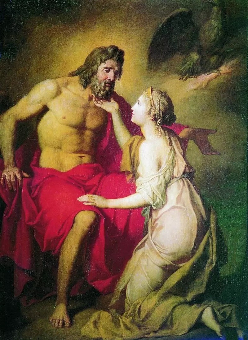 Tétis e Zeus, retratados pelo artista ucraniano Anton Losenko (1737-1773) (Foto:  )