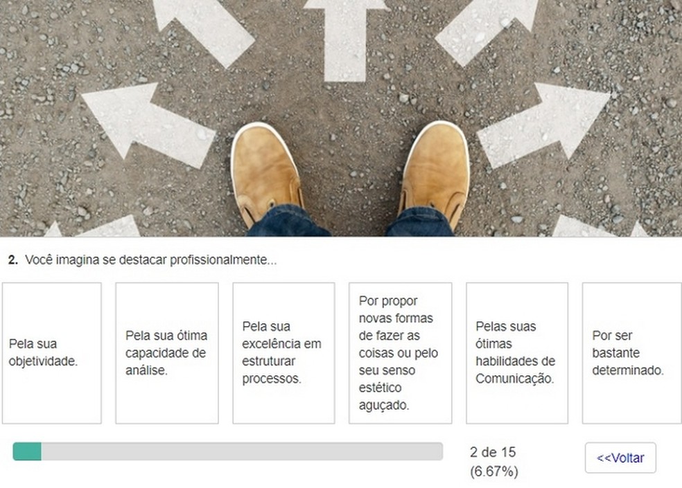 Teste vocacional gratis do Guia de Carreira tem questões de múltipla escolha — Foto: Reprodução/Raquel Freire