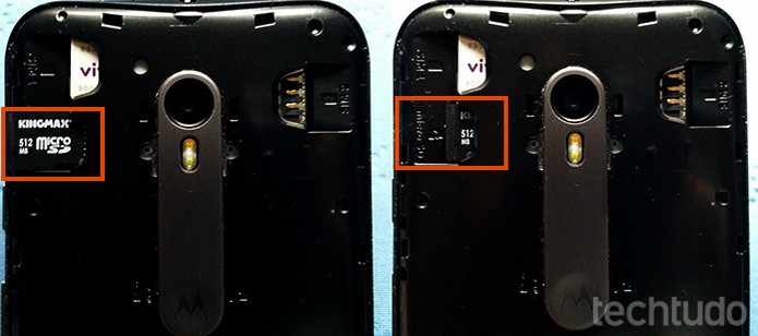 Insira o cartão microSD no Moto G 3 (Foto: Barbara Mannara/TechTudo)