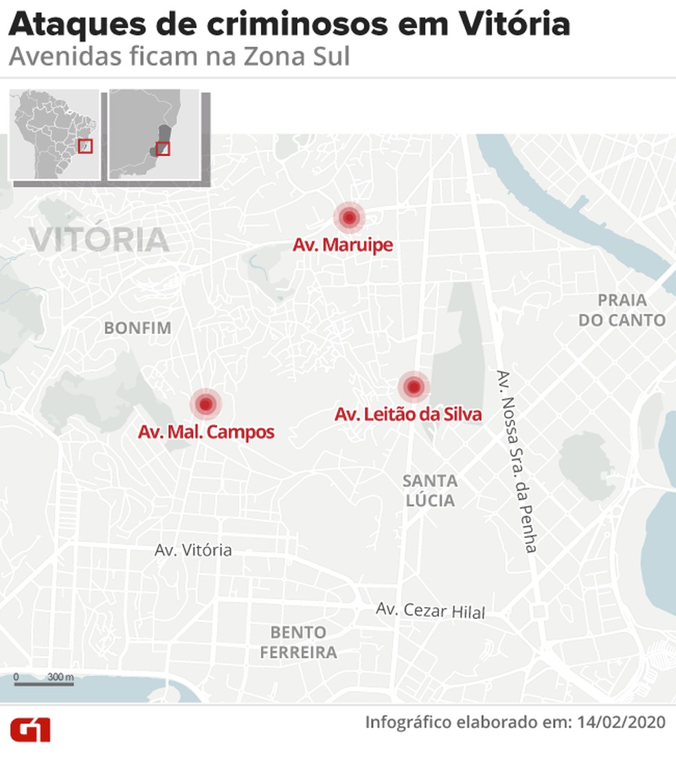 Ataques em Vitória — Foto: Juliane Monteiro/G1