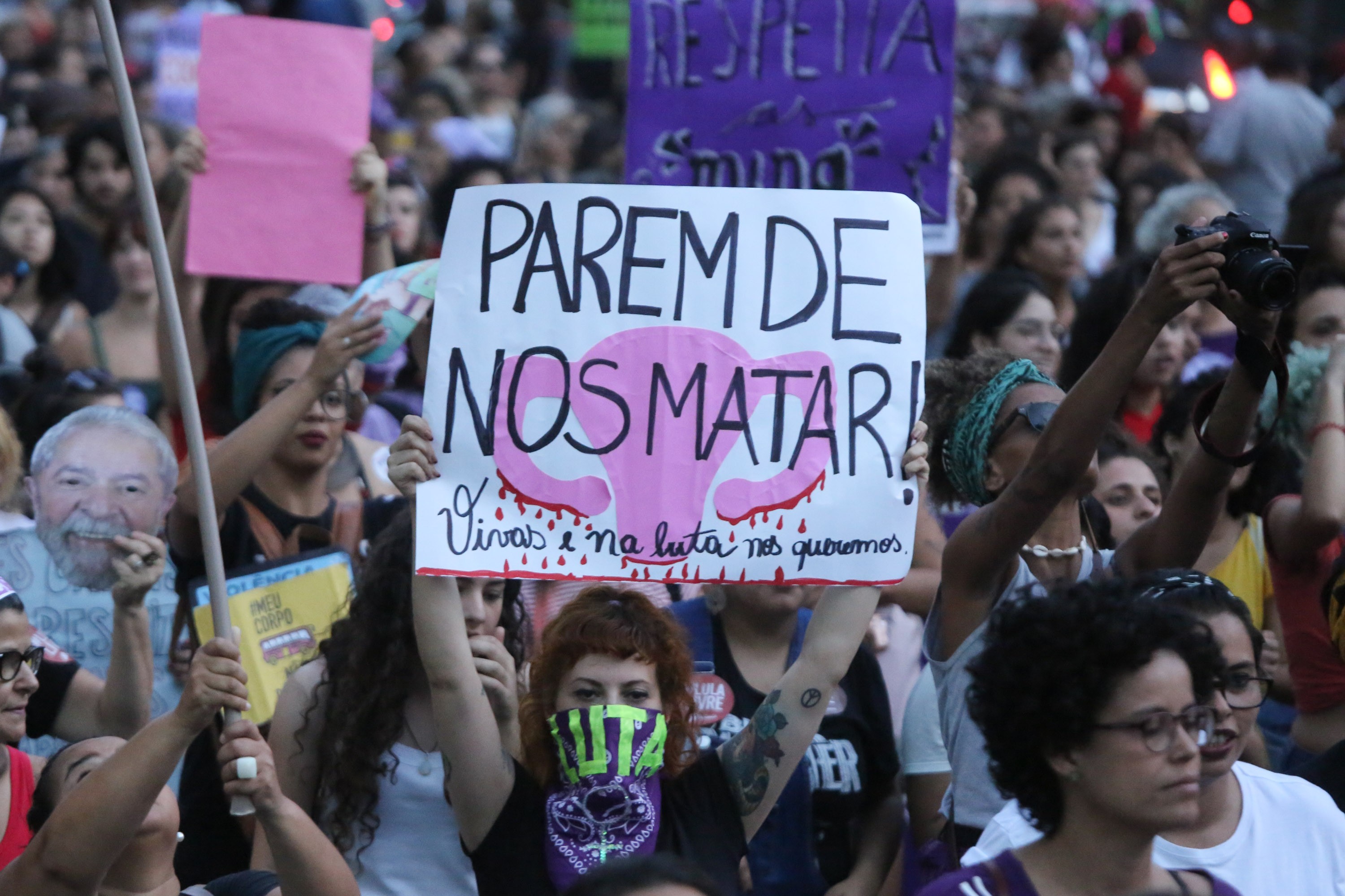 Protesto no Dia Internacional da Mulher na Avenida Paulista em São Paulo, em 8 de março de 2019 (Foto: Fabio Vieira/FotoRua/NurPhoto via Getty Images)