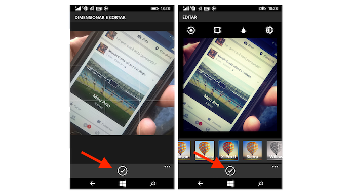Redimensionando e adicionando um filtro a uma foto com o Instagram Beta para Windows Phone (Foto: Reprodução/Marvin Costa)