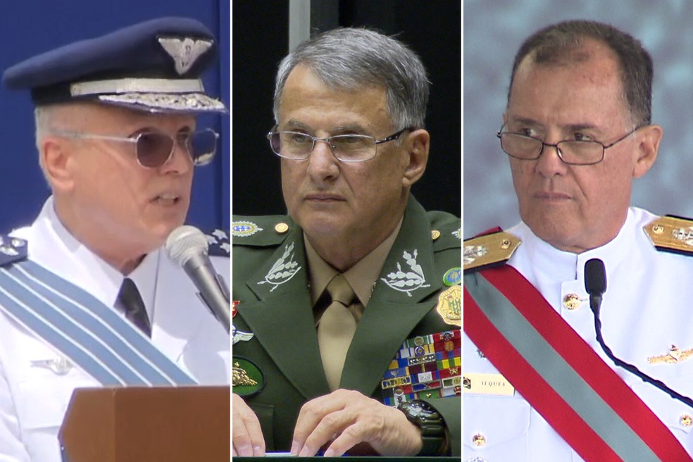 Comandantes da Aeronáutica, Antônio Carlos Moretti Bermudez, do Exército, Edson Pujol, e da Marinha, Ilques Barbosa — Foto: Arquivo/TV Globo