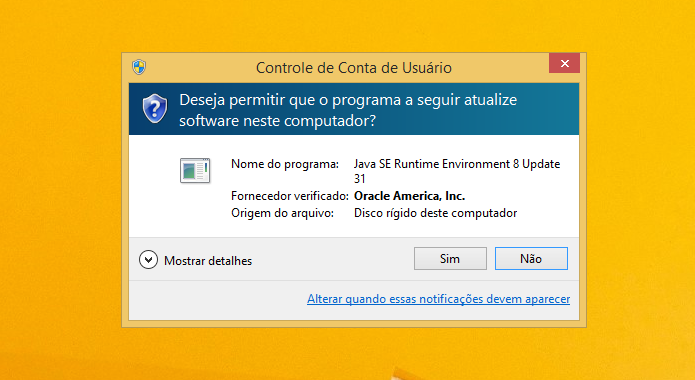 Confirme a mensagem do UAC para permitir que o software modifique o computador (Foto: Reprodução/Helito Bijora) 