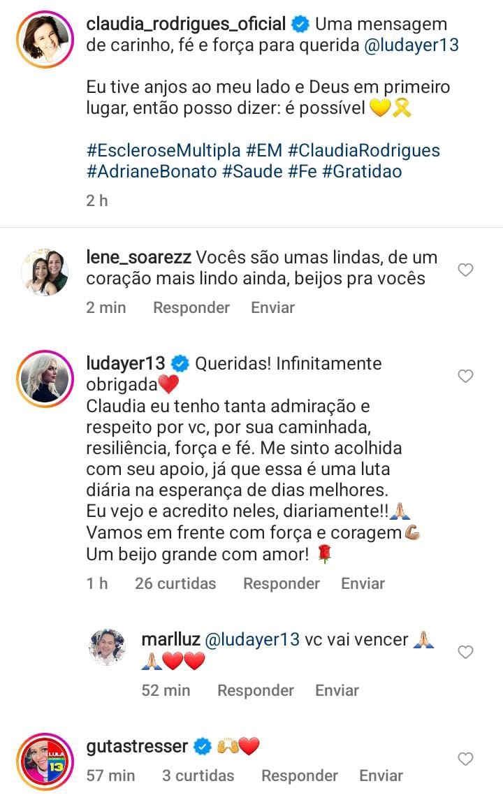 Ludmila Dayer agradece apoio de Cláudia Rodrigues e Adriane Bonato (Foto: Reprodução / Instagram)