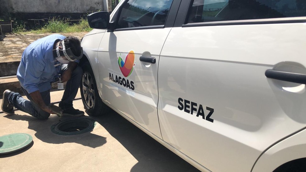 Sefaz lacra tanque  de posto de combustíveis em Pilar, AL — Foto: Ascom/Sefaz-AL