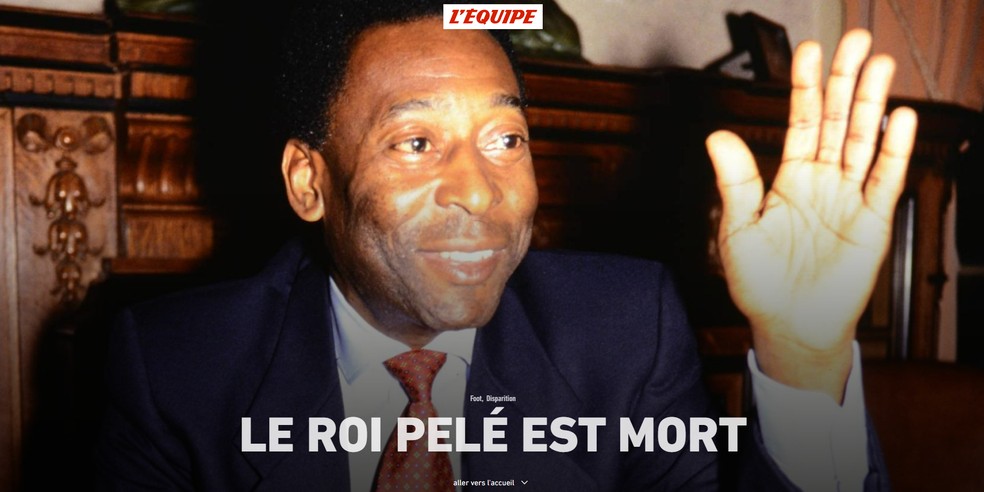 Capa do L'Équipe para morte de Pelé — Foto: Reprodução