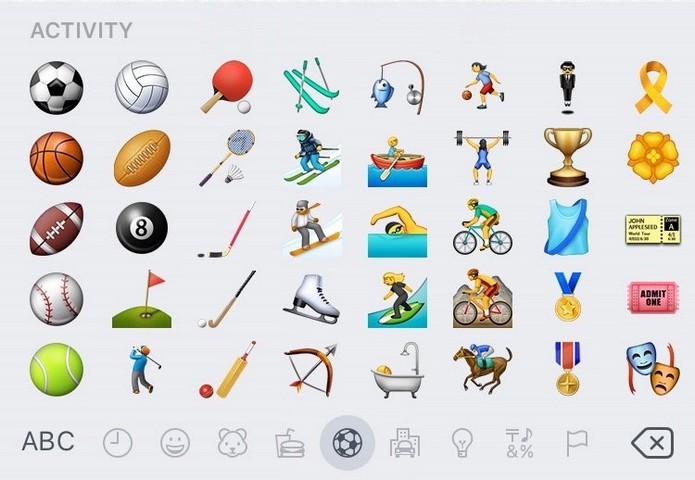 Categoria atividades recebeu emojis de vôlei e golfe, entre outros (Foto: Reprodução/Emojipedia)