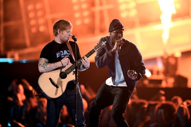 Ed Sheeran e Stormzy no Brit Awards (Foto: Getty Images)