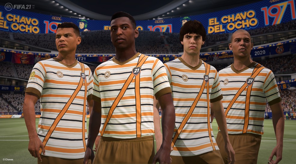 Figurino de Chaves vira uniforme no modo Ultimate Team do FIFA 21 — Foto: Divulgação