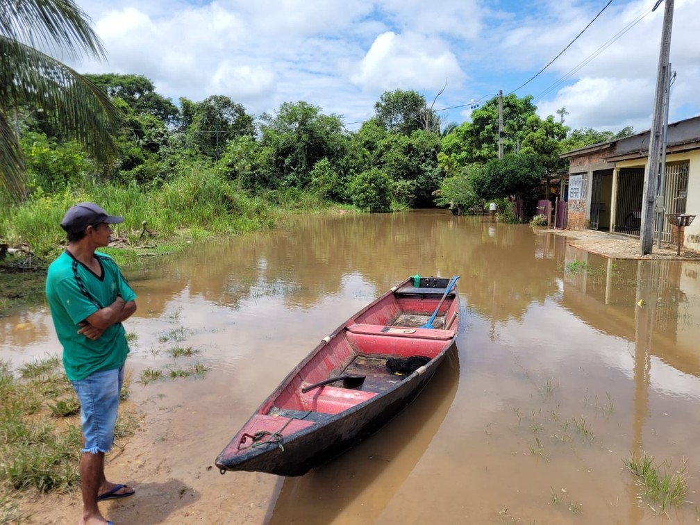 Cheia do rio Machado em Ji-Paraná — Foto: Rauã Araújo/Rede Amazônica