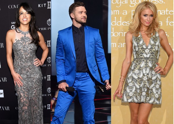 Michelle Rodriguez, Justin Timberlake e Paris Hilton: os três hiperativos (Foto: Getty Images)