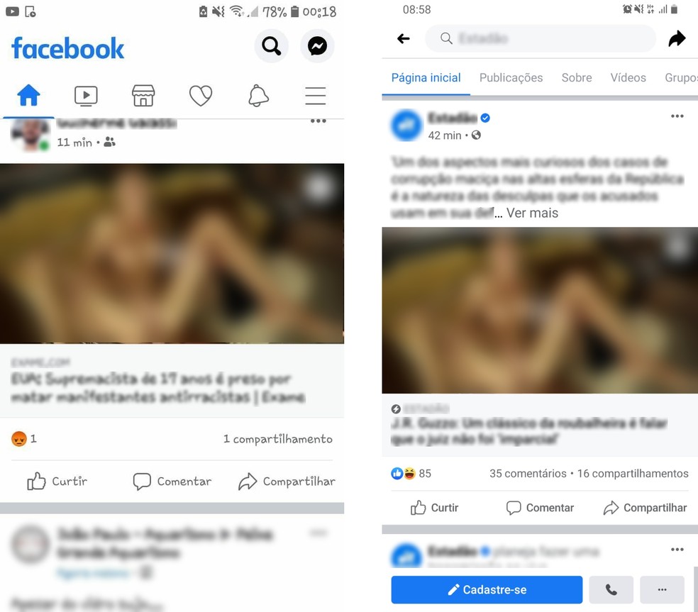 Suposto bug no Facebook mostra foto com sexo explícito em miniatura de links — Foto: Reprodução/Twitter