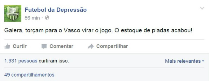 Zoação Vasco jogo contra o Goiás