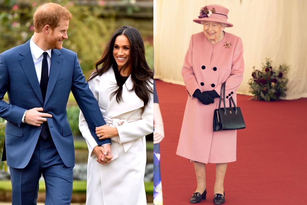 Meghan Markle, Principe Harry e a Rainha Elizabeth (Foto: Reprodução/Instagram)