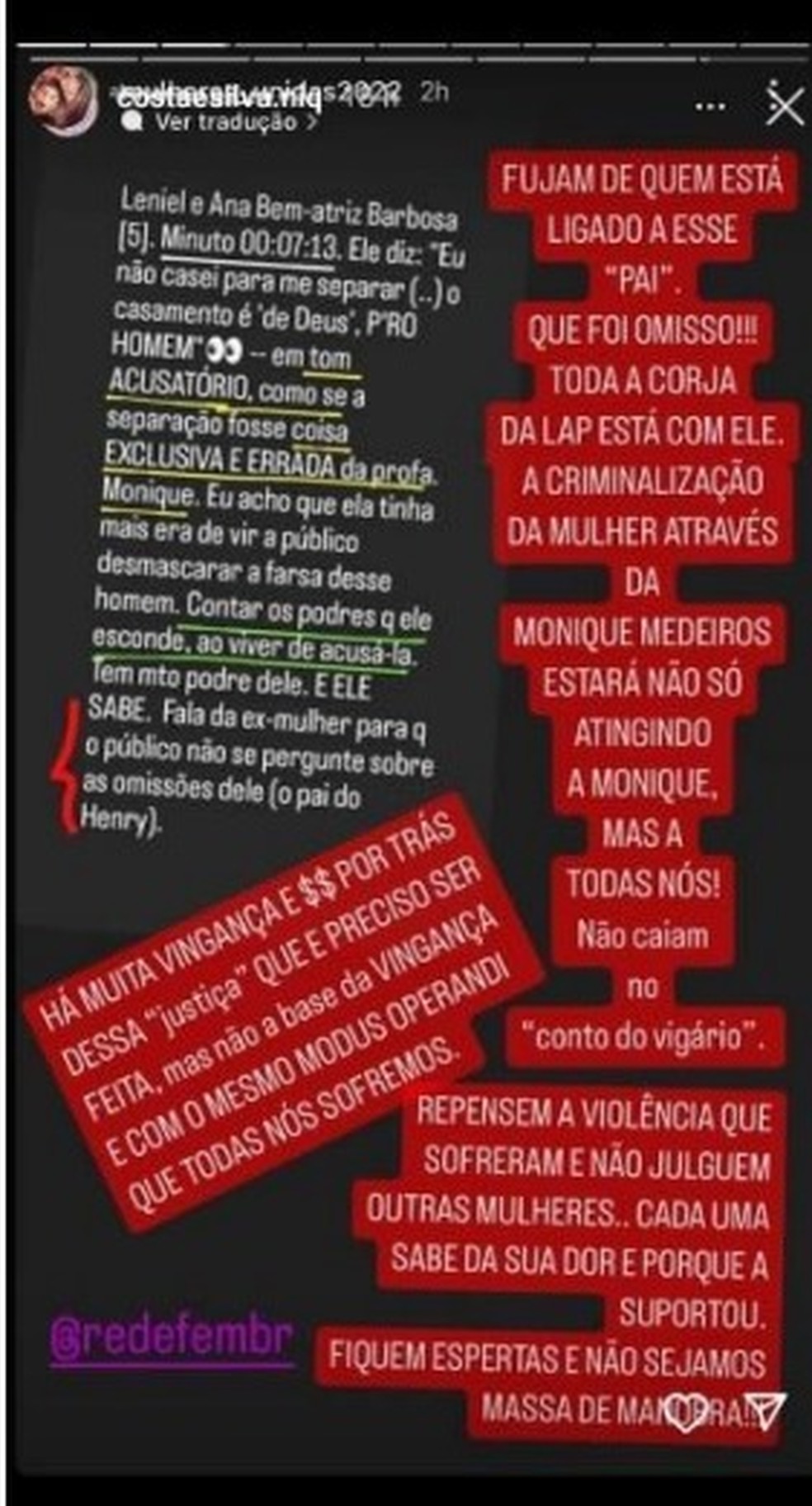 Print anexado pela defesa de Leniel Borel, que fala em "omissão" do pai de Henry — Foto: Reprodução