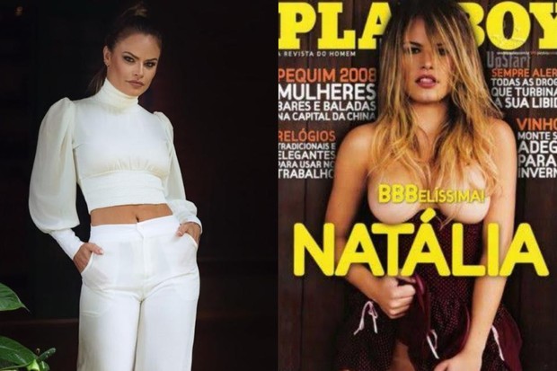 Natalia Casassola atualmente e na capa da Playboy de 2008 (Foto: Reprodução)