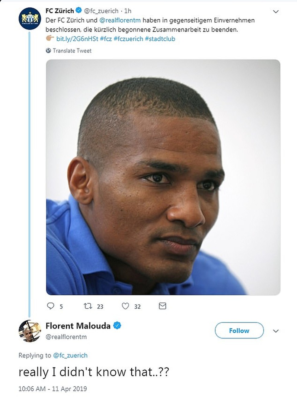 Ex-Chelsea Malouda contesta demissão de clube suíço — Foto: Reprodução/Twitter