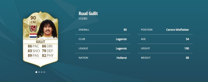 Carta de Gullit no Fifa 16; overall continuará o mesmo no 17 (Foto: Reprodução/EASports.com)
