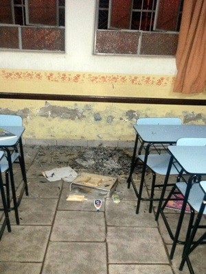 Vândalos invadem e picham escola em Careaçu (Foto: Polícia Militar)