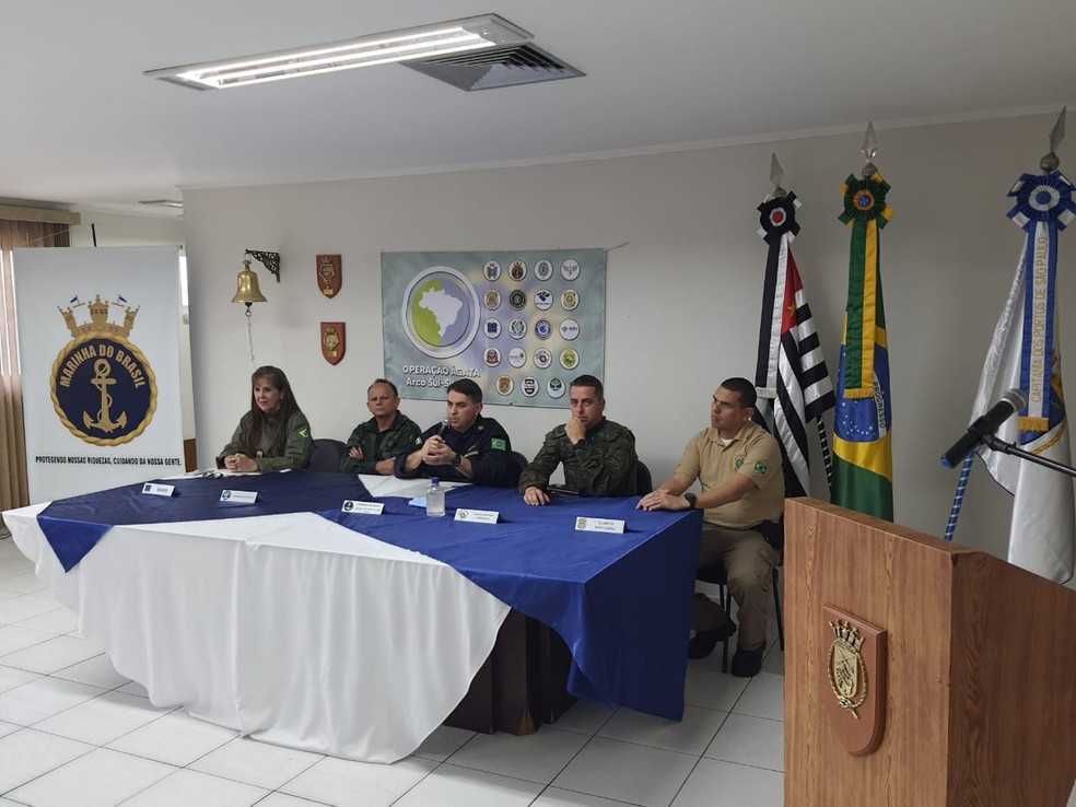 Operação Ágata teve o seu balanço divulgado nesta quarta-feira (8), na Capitania dos Portos, em Santos, no litoral de São Paulo — Foto: Divulgação/Marinha do Brasil