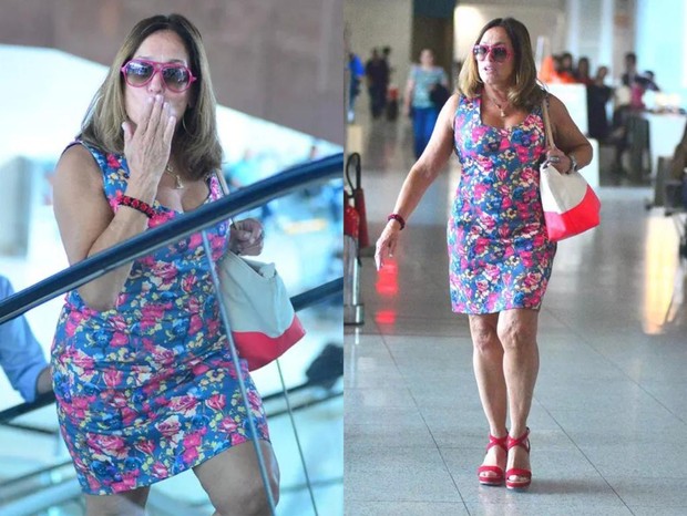 Susana Vieira passeia em shopping de vestido florido e salto alto (Foto: Gabriel Rangel/AgNews)