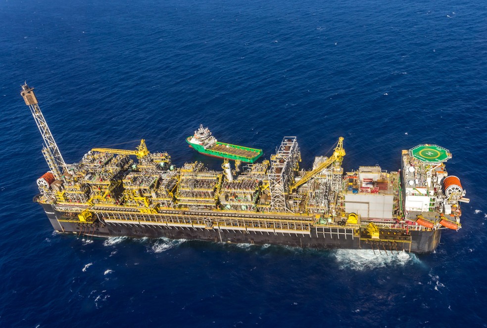 A plataforma P-67 é a mais recente da Bacia de Santos, SP, e está em funcionamento desde o dia 1º de fevereiro — Foto: Divulgação/Petrobras