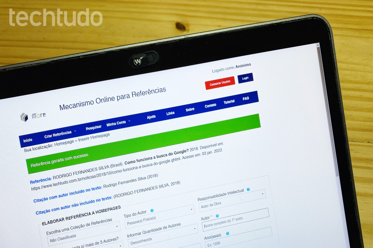 Como colocar referência de site de acordo com a ABNT usando o MORE