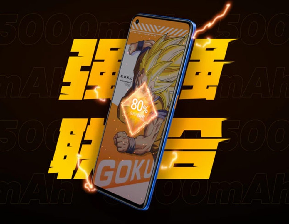 Realme GT Neo2 tem tela especial de carregamento com o Goku — Foto: Divulgação/Realme