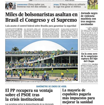 VeÃ­culo com a maior tiragem da Espanha, o El PaÃ­s trouxe a notÃ­cia em destaque na capa do jornal desta segunda-feira â Foto: ReproduÃ§Ã£o/Twitter